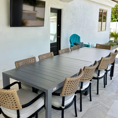 Large Aluminum Rectangular Outdoor Dining Table for 10