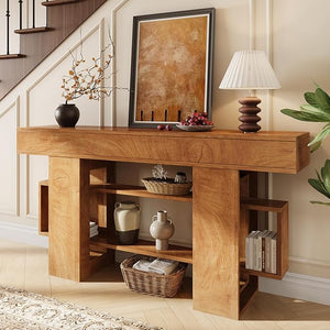 63-Inch Farmhouse Console Table with Storage