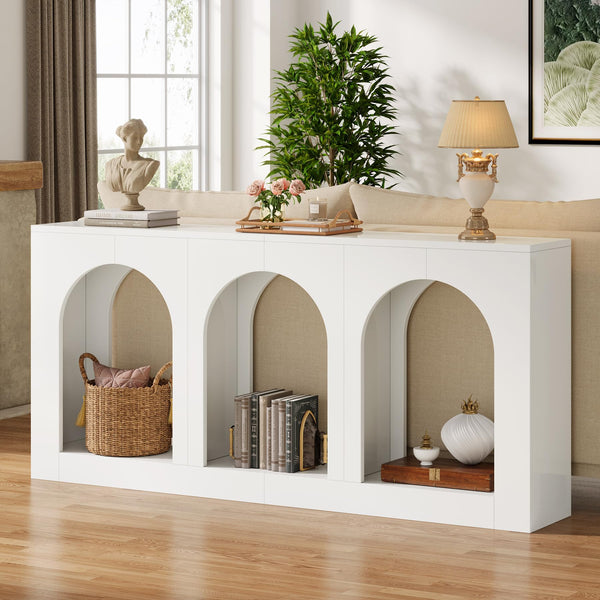 70.9" Console Table with 3 Arched Shelves