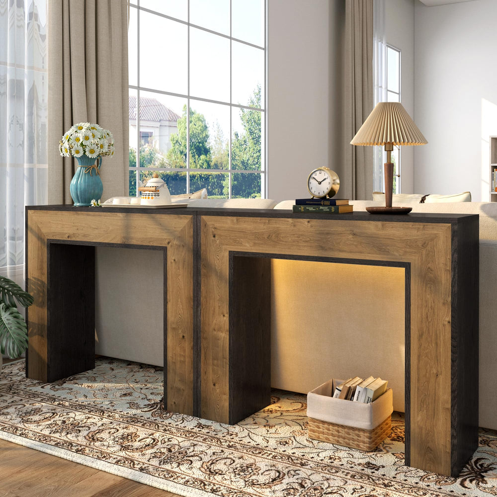 LED Console Table with Storage – Narrow Entryway Sofa Table