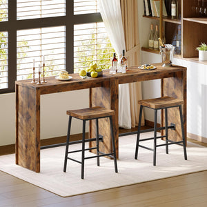 Industrial Counter Height Bar Table with Footrest