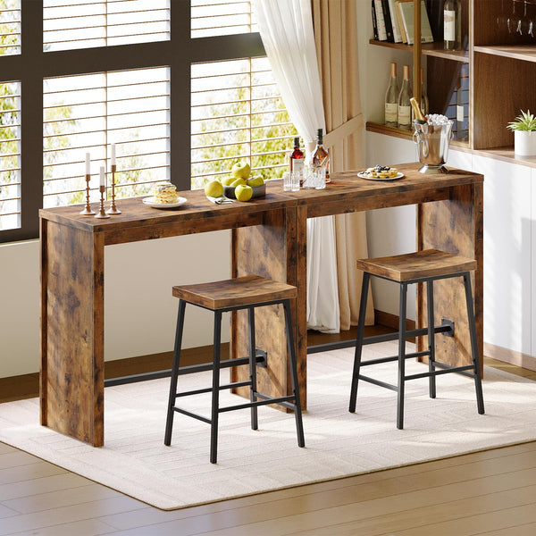 Industrial Counter Height Bar Table with Footrest