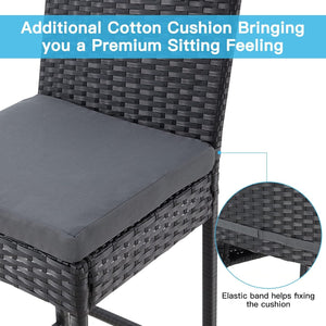 Outdoor Wicker Bar Stools Set of 4 with Cushion