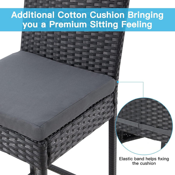 Outdoor Wicker Bar Stools Set of 4 with Cushion