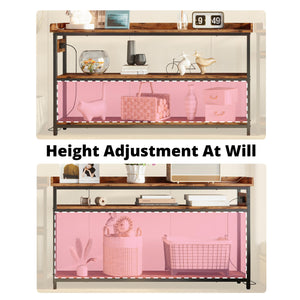 Console Table with Power Outlet – Height Adjustable Entryway Sofa Table