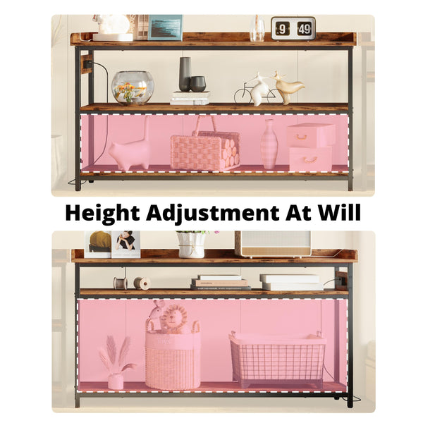 Console Table with Power Outlet – Height Adjustable Entryway Sofa Table