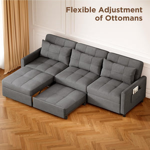 Convertible Sectional Sleeper Sofa with Adjustable Backrest & Ottoman