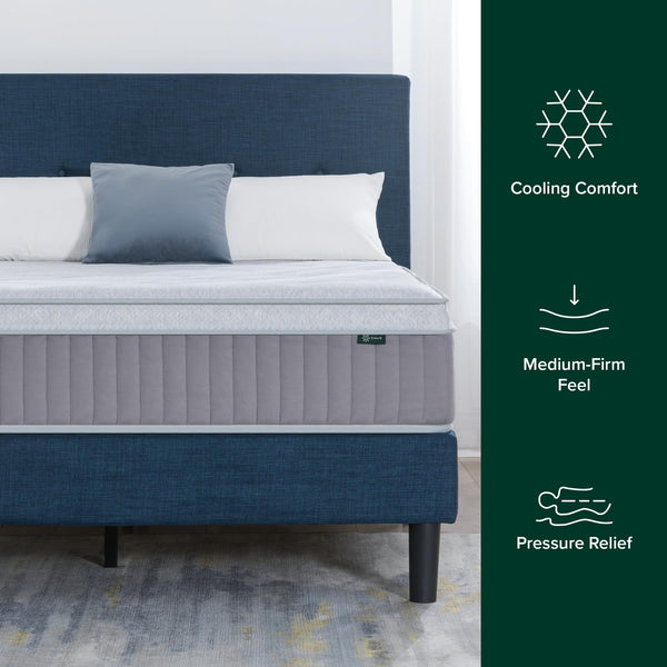 Hybrid Pillow Top Mattress – Cooling Gel Memory Foam & Pocketed Coils