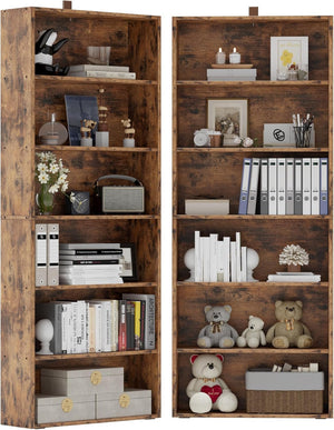 6-Tier Bookcase Set of 2 – 70 Inch Tall Floor Standing Bookshelf