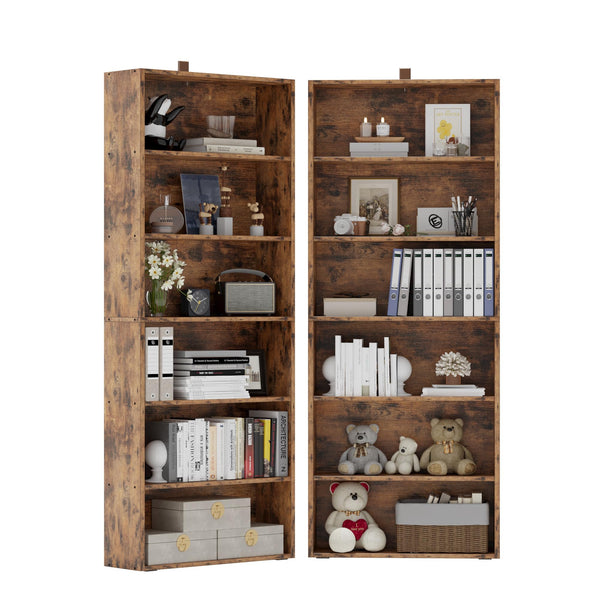 6-Tier Bookcase Set of 2 — 70" Tall