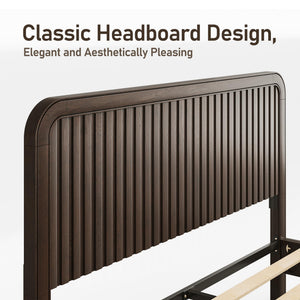 Queen Size Bed Frame with Fluted Headboard