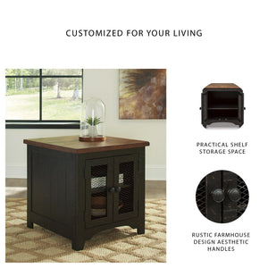 Rustic Farmhouse End Table with Storage Cabinet