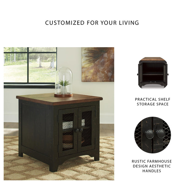 Rustic Farmhouse End Table with Storage Cabinet