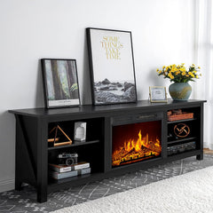 70-Inch Electric Fireplace TV Stand with Storage Shelves