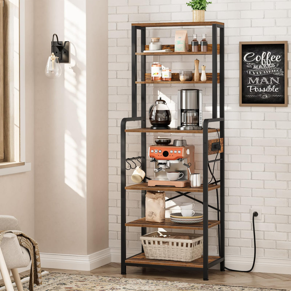 7-Tier Baker's Rack with Power Outlets & Microwave Stand