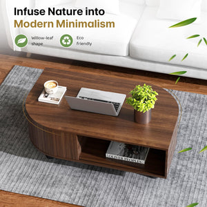 Mid-Century Modern Coffee Table with Storage, 39.4"