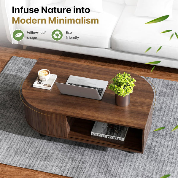 Mid-Century Modern Coffee Table with Storage, 39.4"