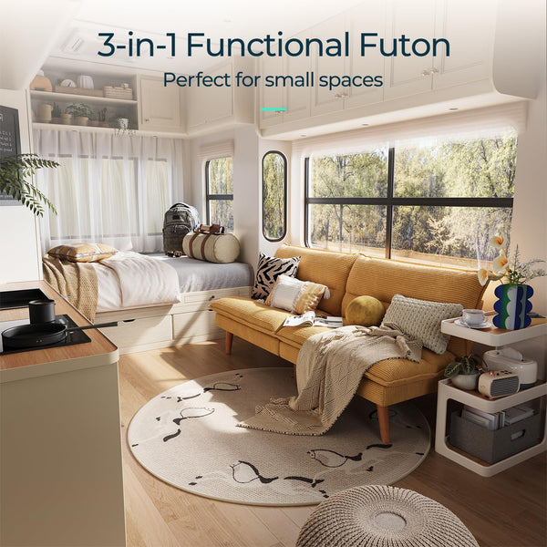 Convertible Futon Sofa Bed with Adjustable Backrest