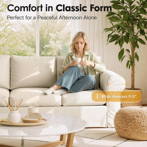 3-Seater Sofa with Removable Slipcover & High Back Support