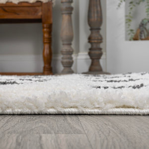 Moroccan Polka Dot Shag Area Rug – White & Gray