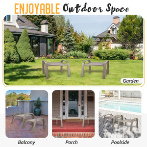 Outdoor Patio Ottoman Set of 2 – Textilene Footstools with Steel Frame