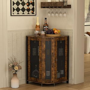 Corner Bar Cabinet with LED Lights