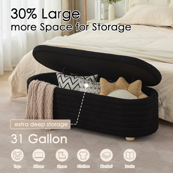 Storage Ottoman Bench with Hidden Storage & Safety Hinge
