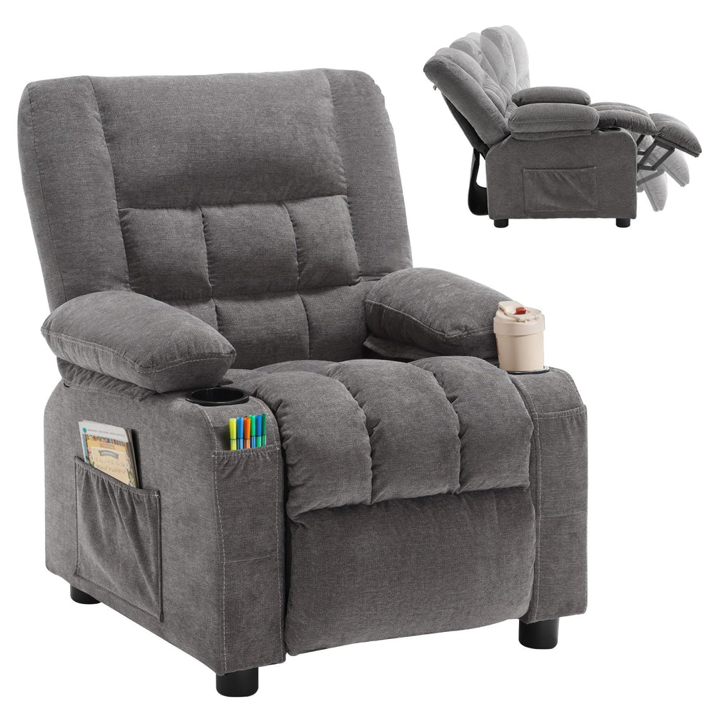 Kids Recliner Chair with Cup Holders & Side Pockets