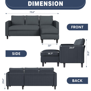Shintenchi Modern Upholstered Sectional Sofa, L-Shaped Couch with Reversible Chaise for Living Room, New Corduroy Fabric