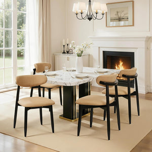 Upholstered Dining Chairs with Ergonomic Curved Backrest