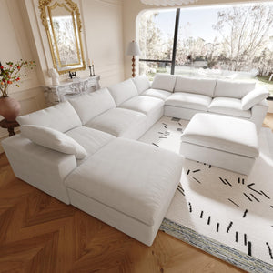 8-Seat Modular Sectional Sofa 160 Inch Cloud Comfort Down Filled Washable Cover