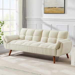 Futon Sofa Bed with Adjustable Split Backrest, Twin Size