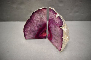 Agate Geode Bookends – Pink Silver Electroplated