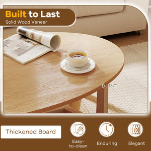 Oval Coffee Table – Low Profile Wood Accent Table