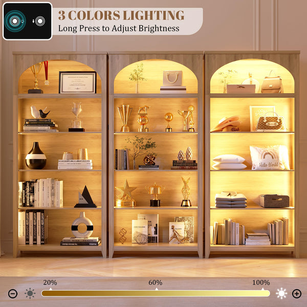 5-Tier Arched Bookshelf with LED Lights