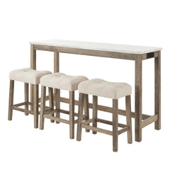 59" Bar Table Set with Power Outlet & 3 Padded Stools