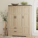 3-Door Wardrobe with Mirror, Drawers & Hanging Rod