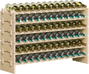 Wooden Wine Rack Freestanding Stackable – 72 or 96 Bottle