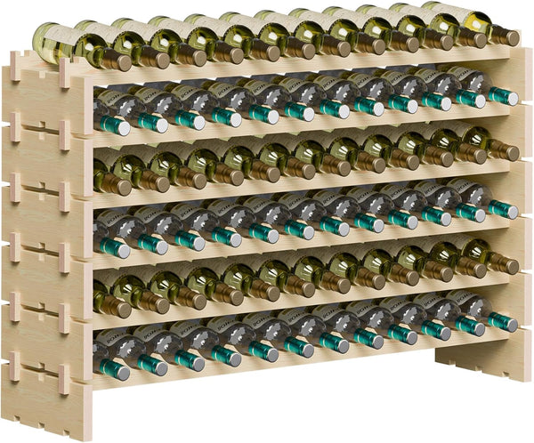 Wooden Wine Rack Freestanding Stackable – 72 or 96 Bottle