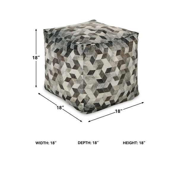 Geometric Patterned Pouf – Gray & Brown