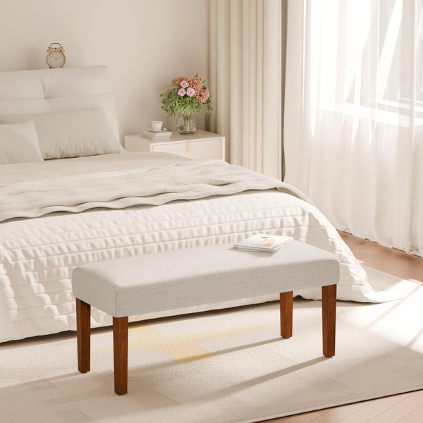 Upholstered Bedroom Bench with Wood Legs