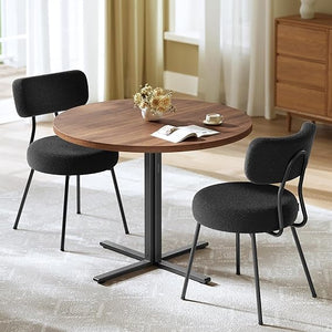 Round Dining Table Set with 2 Upholstered Chairs