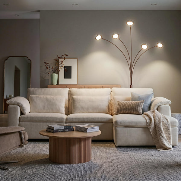 5-Head Arc Floor Lamp with Rotating LED Lights