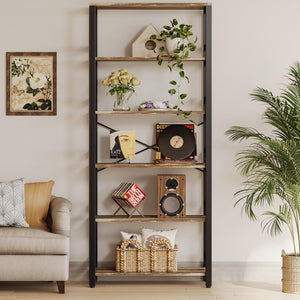 6-Tier Industrial Bookshelf, 31.5" Wide