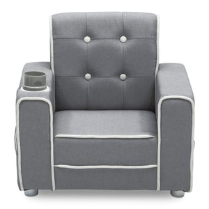 Kids Upholstered Chair with Cup Holder and Storage Pockets