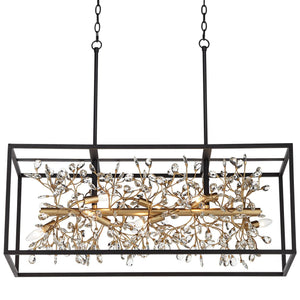 8-Light Crystal Rectangular Pendant Chandelier