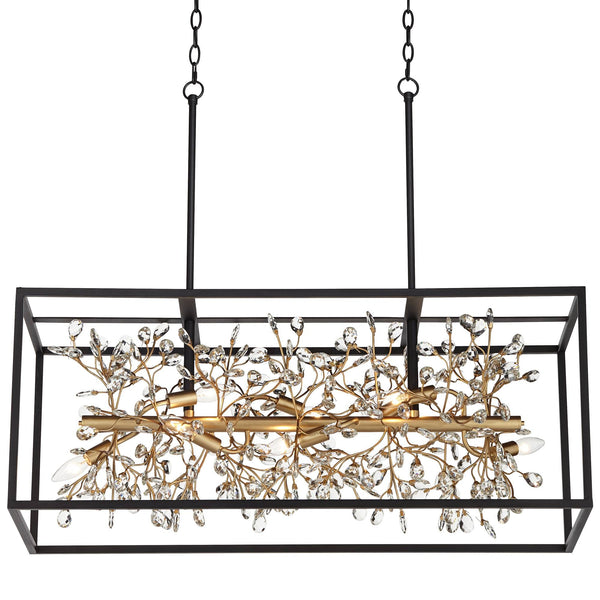 8-Light Crystal Rectangular Pendant Chandelier