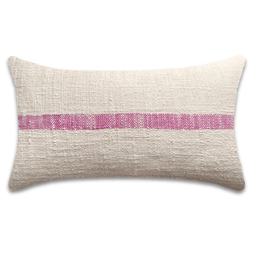 Striped Cotton Lumbar Pillow Cover, 12x20, Bohemian Accent