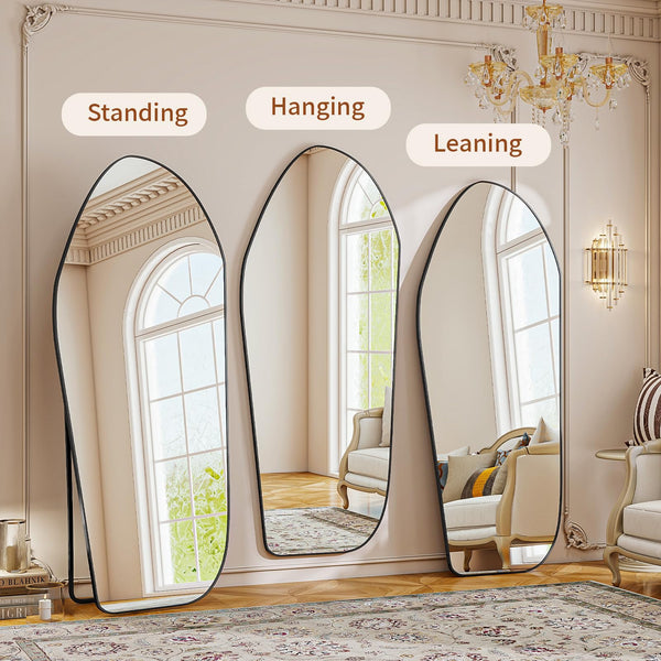 Irregular Full Length Floor Mirror with Aluminum Frame