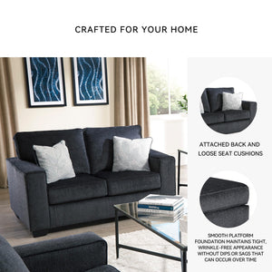 Modern Chenille Loveseat with Accent Pillows
